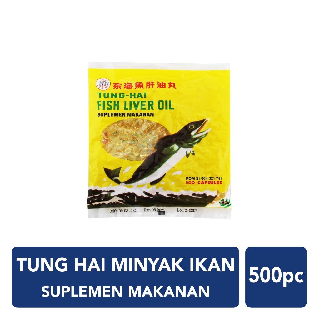 Tung Hai Fish Liver Oil / Minyak ikan isi 500pcs / Minyak Ikan Tunghai / Minyak ikan 500 Kapsul Harga 39,600 rupiah*Gratis Ongkir