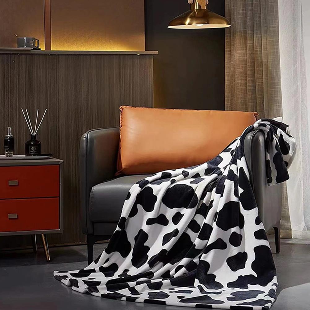 Cow Print Blanket Black White Bed Cow Throws Soft Couch Blankets Warm Sofa Small Cozy D5K4