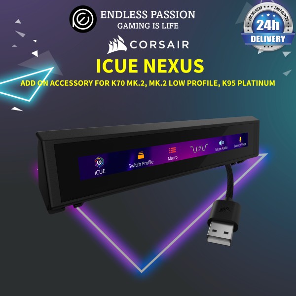 Corsair iCUE NEXUS Companion Touch Screen – 5” Diagonal Screen – 6 Programmable Virtual Macro Buttons – Live System Readouts – iCUE-compatible Device Control – Connect to Keyboard or Standalone Base Singapore