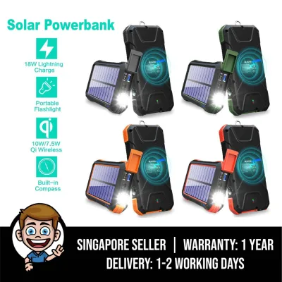 BLAVOR Solar Charger Power Bank 18W Power Delivery (PD), QC 3.0 Portable Wireless Charger 10W/7.5W/5W - 4 Outputs