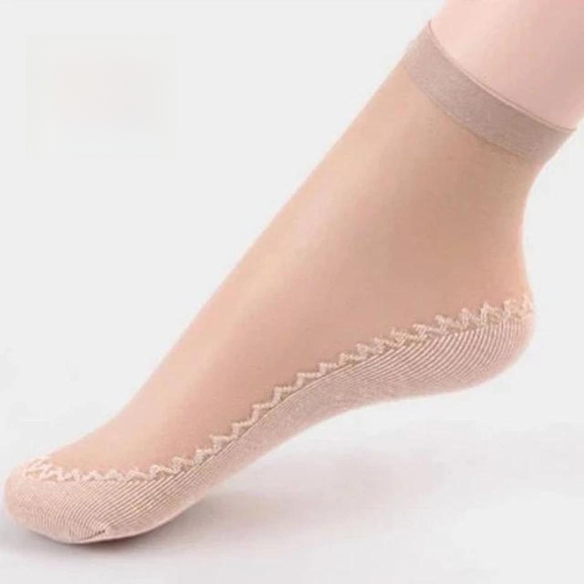 Pack of 2 PAirs Women Socks Velvet Silk Spring Summer Socks Breathable Soft Cotton Bottom Ankle Socks-Black