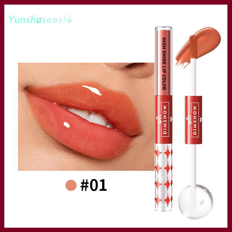 yunshataoxf Hai đầu dưỡng ẩm gương son bóng, lâu dài và không thấm nước nhung son môi, Màu vẽ không Smudge không dính cup - 9