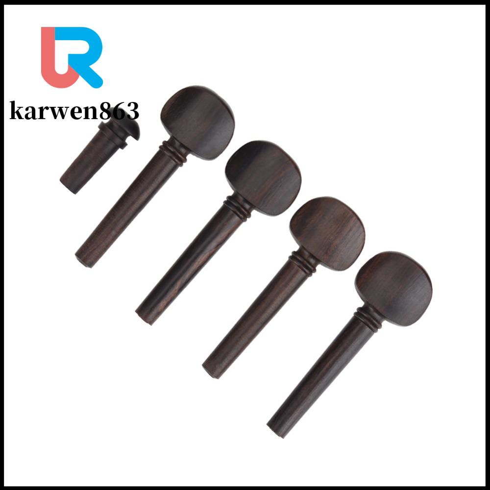 KARWEN863 ​5Pcs ​ Gỗ mun ​ Chốt điều chỉnh đàn violin ​ Với Endpin ​ ​ Chốt trục dây ​ ​ Bộ chốt đàn violin Bền bỉ ​ Phụ tùng thay thế ​ ​ Bộ chốt điều chỉnh đàn fiddle ​ Dành cho nhạc cụ violin 4/4