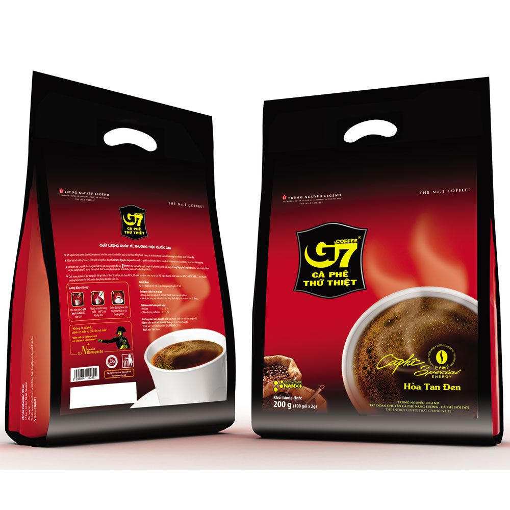 Cà phê G7 Đen không đường hòa tan Bịch 100 sachets - 2gr