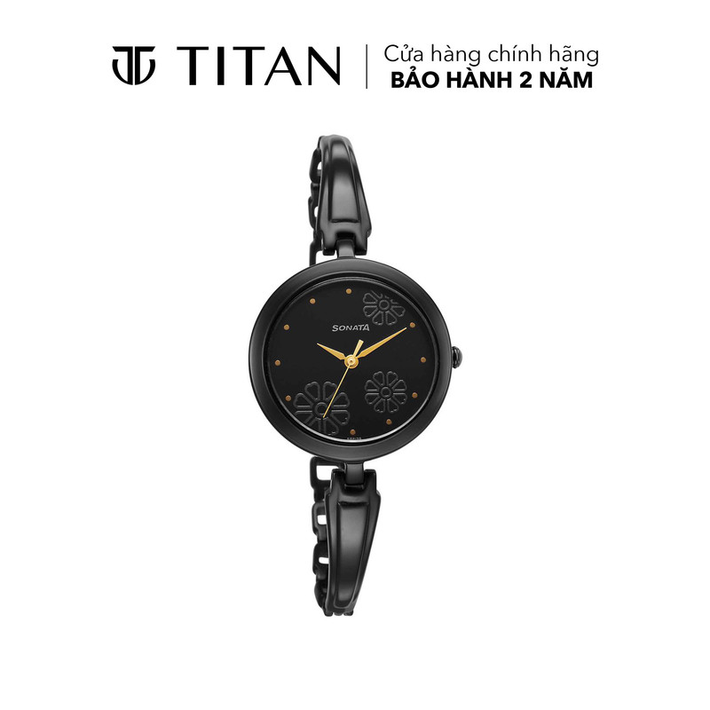 Đồng hồ nữ SONATA Utsav dây hợp kim, mặt 32MM, dây màu đen, 8166NM01