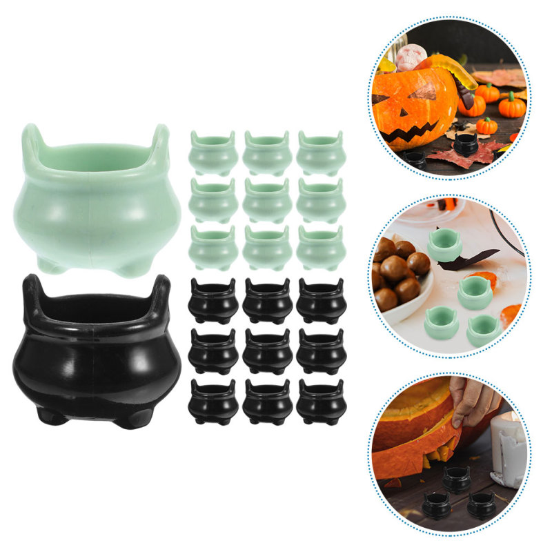 💖💖💖OUNONA 20Pcs Halloween Mini Cauldrons Small Novelty Witch Pots Mini Cauldron Pots Kettles Prop