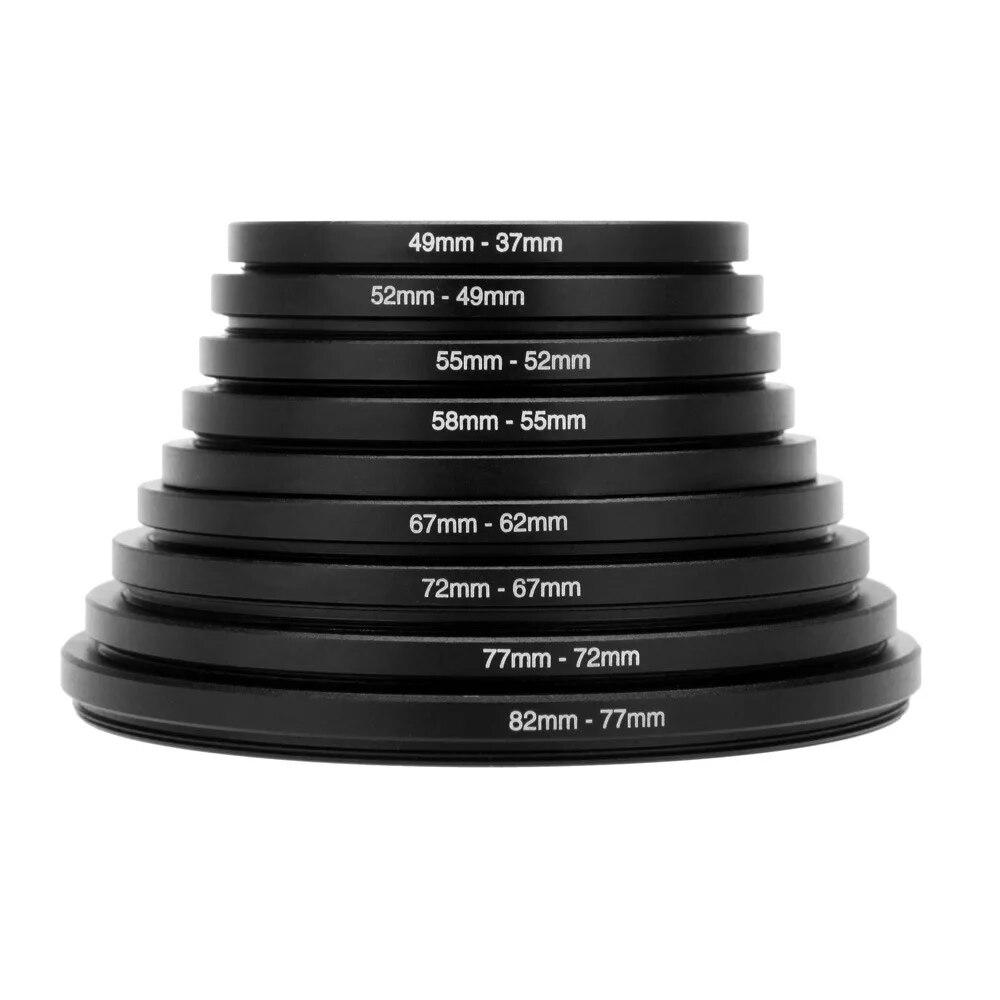 Miễn phí vận chuyển 82-37mm ống kính tăng áp xuống Vòng Ngàm chuyển đổi Kính lọc Bộ 82 77 72 67 62 58 55 52 49 37mm