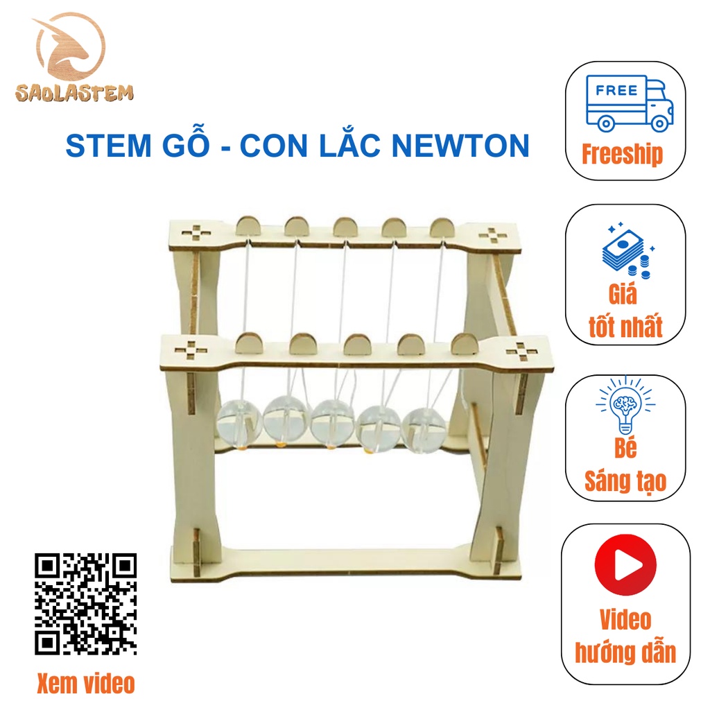 Đồ chơi stem - đồ chơi lắp ráp mô hình con lắc newton - stem khoa học, giáo dục, trí tuệ.