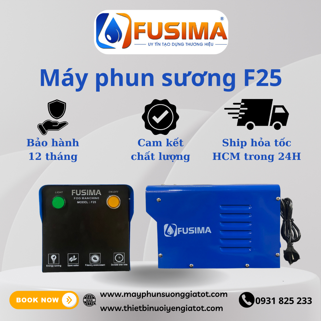 Máy phun sương 25 béc FUSIMA F25 chuyên làm mát quán cafe , nhà hàng , tưới lan , tạo ẩm