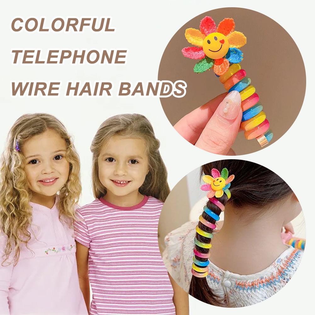 Colorful Telephone Wire Hair Bands Hair Loop Hair Accessories B2G5