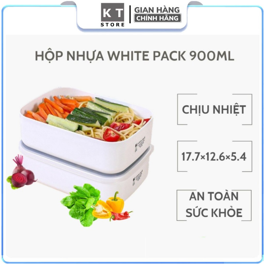 Hộp Nhựa Đựng Thực Phẩm White Pack - 900ml - Nội Địa Nhật - Tiện Lợi, An Toàn Với Lò Vi Sóng.
