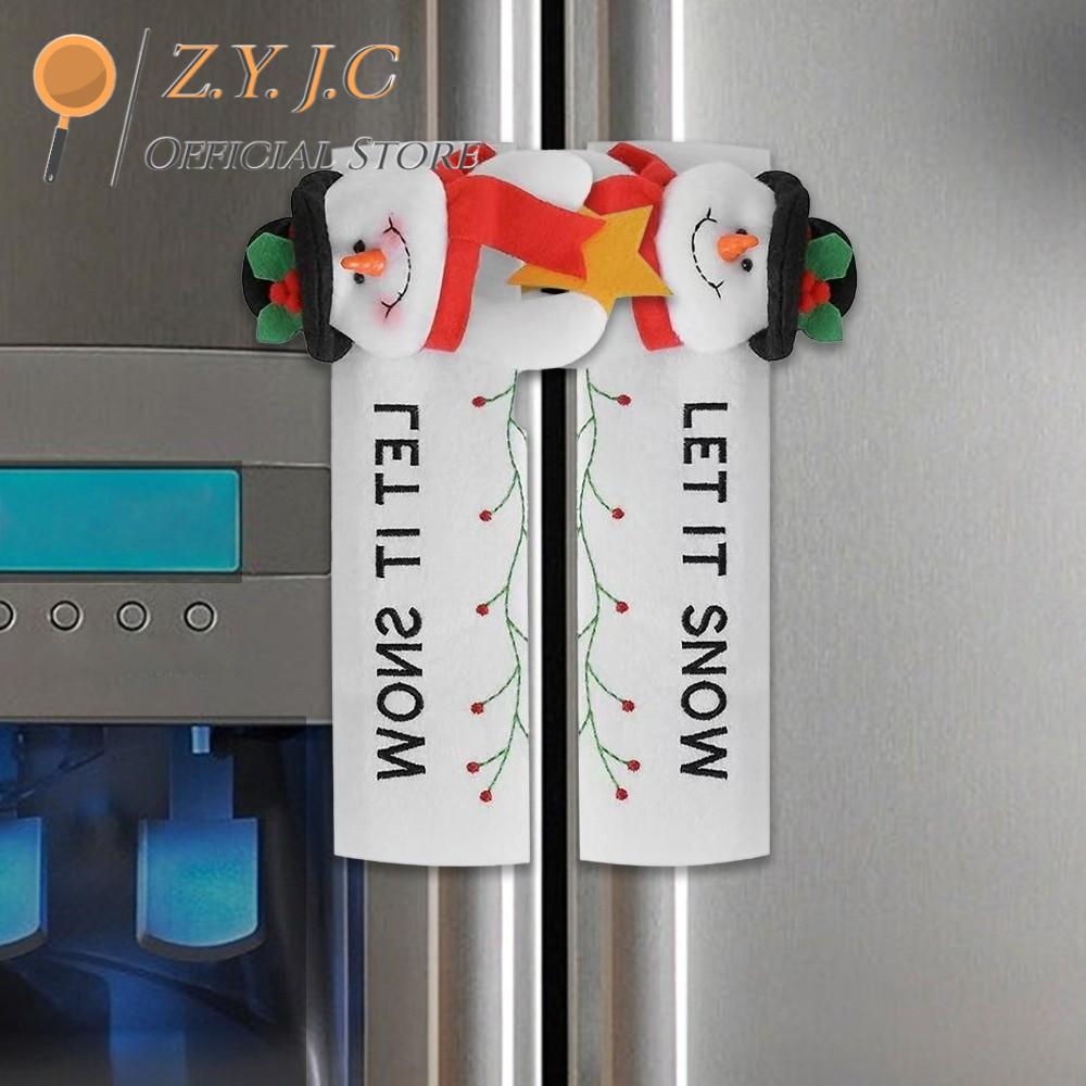 ZYJC ซานตาคลอส ฝาครอบมือจับตู้เย็นคริสต์มาส กวางเรนเดียร์ สร้างสรรค์ ชุดฝาครอบมือจับสโนว์แมน น่ารัก ใช้งานได้หลากหลาย ตัวป้องกันลูกบิดประตูรูปคนขนมขิง ตกแต่งคริสต์มาส ราคา 190 บาท*ส่งฟรี