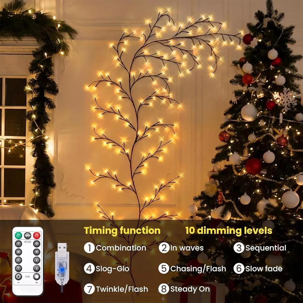 LED Branch vine lamp 1.8m1.5m/72/96LEDs Wall Light holiday decoration tree lamp Bedroom Light