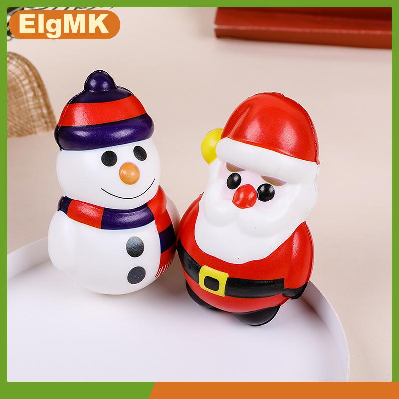 ElgMK 4pcs Cây giáng sinh Santa Claus Elk Snowman Squeezy đồ chơi dễ thương phim hoạt hình chậm phục hồi mềm đồ chơi căng thẳng relife đồ chơi Xmas Quà Tặng