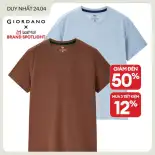 Chỉ 24.4  Đơn 500K giảm 20% + Mua 2 giảm thêm 8% + Mua 3 giảm thêm 12%Giordano combo 2 chiếc áo thun nam cotton 100% cổ tròn tay ngắn Free Shipping 18023211