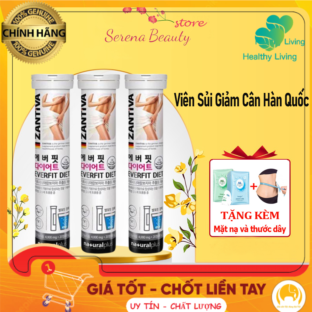 [HÀNG CHÍNH HÃNG] Viên sủi giảm cân Zantiva Everfit Hàn Quốc 20 Viên hỗ trợ an toàn  không phải  giảm cân GCHT1