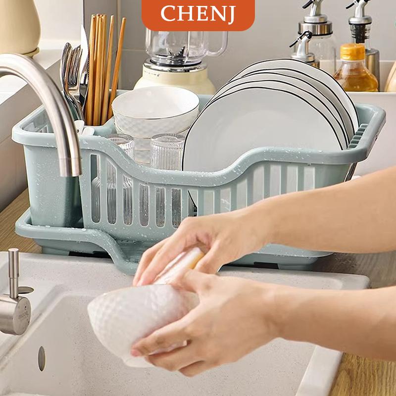 [COD] CHENJ ชั้นวางจานจานชามแบบมีช่องระบายน้ำสำหรับวางบนเคาน์เตอร์กล่องพลาสติกสำหรับเก็บอุปกรณ์ในห้องครัว ราคา 140 บาท*ส่งฟรี
