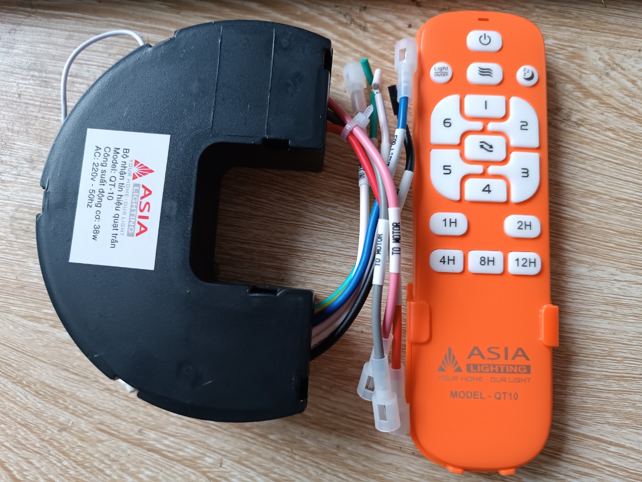Mạch và điều khiển từ xa quạt trần Asia QT10 bộ mạch mới chính hãng bảo hành 2 năm