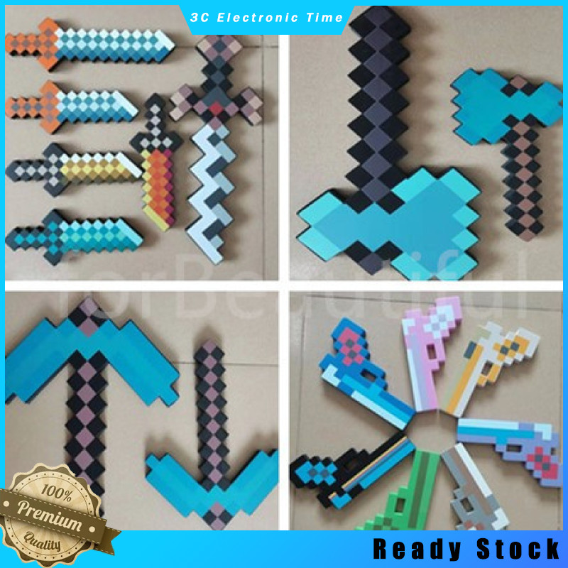 EVA Foam Diamond Pickaxe Gun Ax Hamaxe Swords Game Model Toy Kids Gift Action Figure Toys Cosplay Brinquedos ราคา 47 บาท*ส่งฟรี