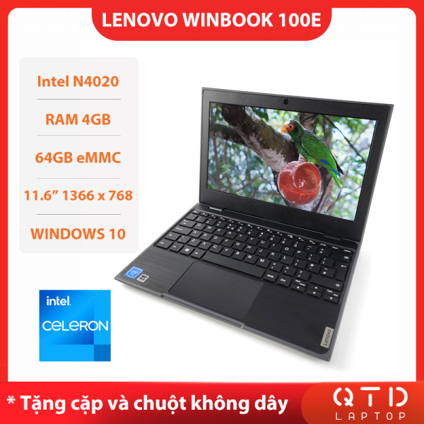 Laptop Lenovo WinBook 100e (gen 2) Intel N4020/4GB/64GB/11.6inch HD/W10 giá siêu rẻ cho học sinh