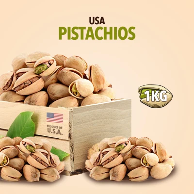 USA California Pistachios Nuts (Roasted, Lightly Salted) - 1kg (500g x 2)