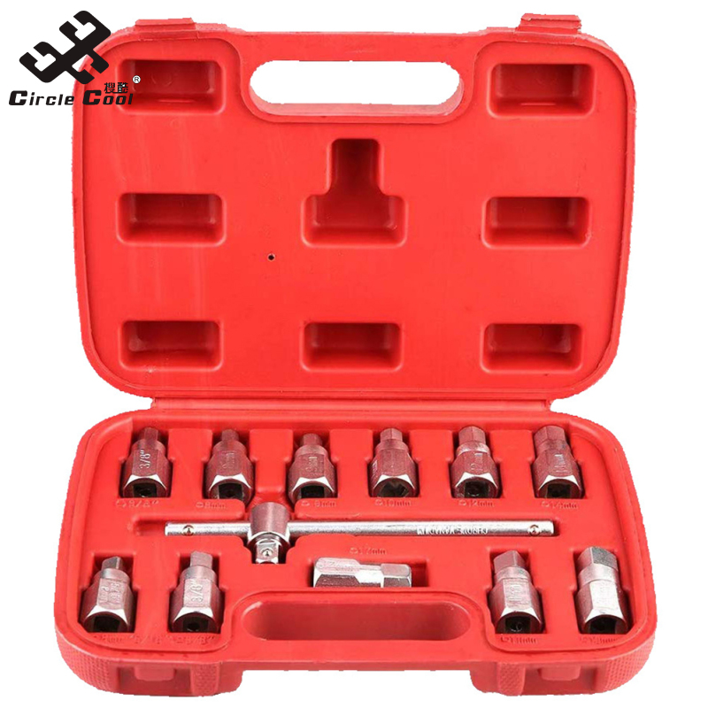 Vòng tròn mát mẻ 12 cái xe dầu dưới vít dụng cụ tháo gỡ ốc xả nhớt Thùng đựng nước thải Bộ khóa sửa chữa xe ô tô dầu Thùng đựng nước thải vít tay áo cờ lê