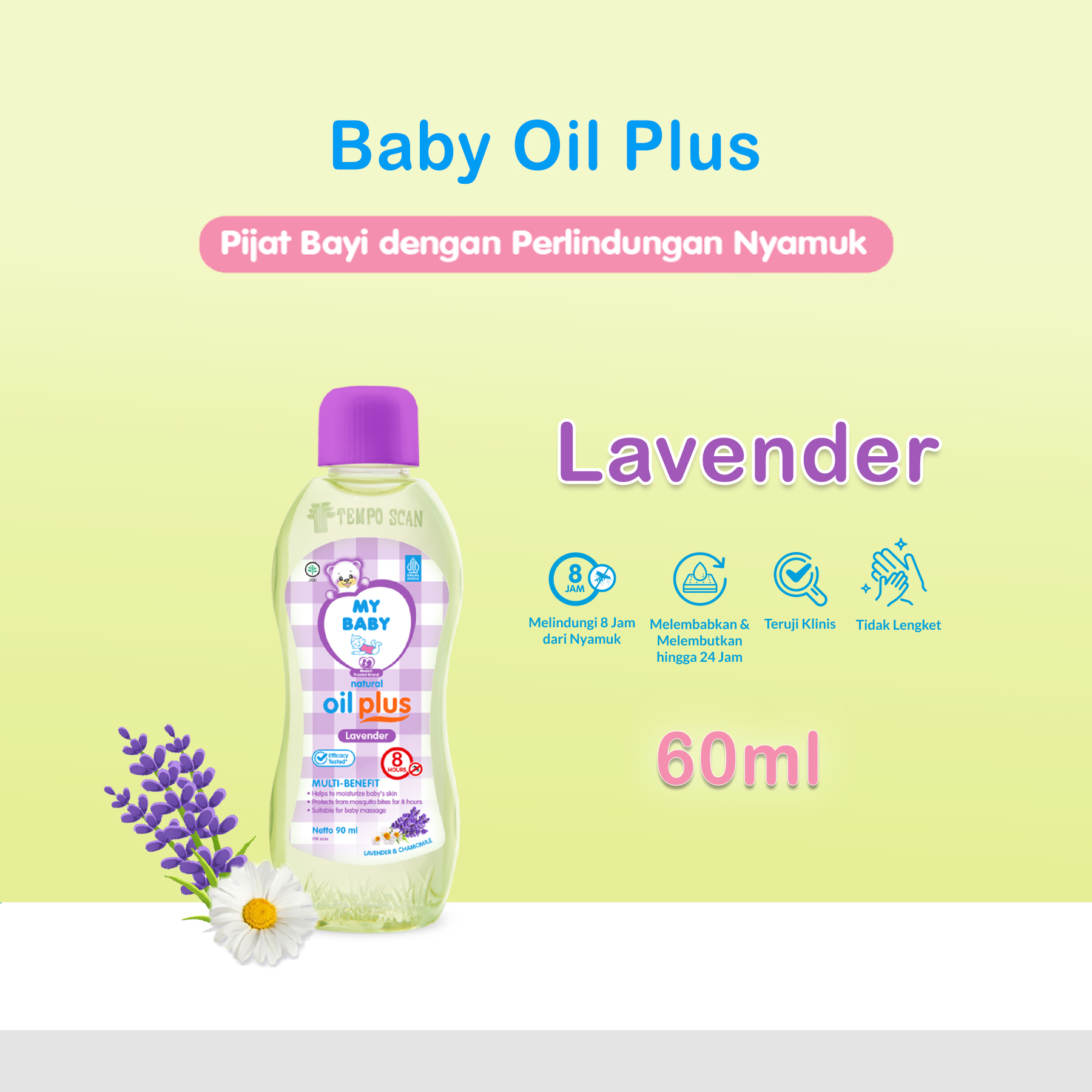 MY BABY Oil Plus Lavender 60 ml Minyak Pijat Bayi - Anti Nyamuk 8Jam