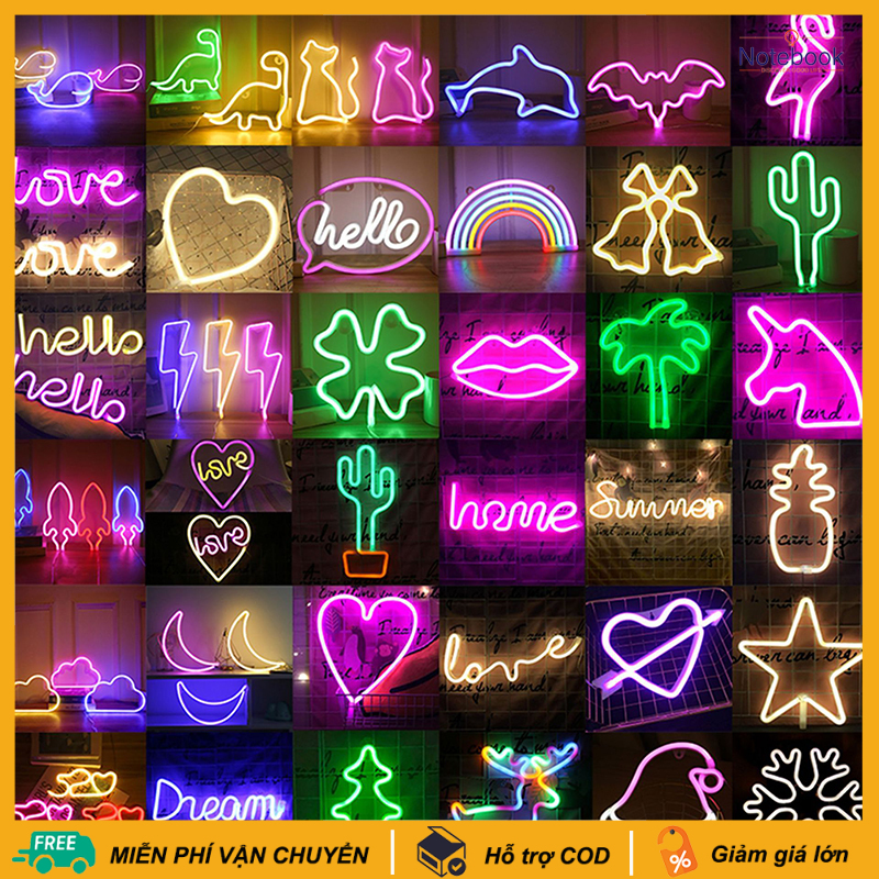 Miễn phí vận chuyển cod đèn led trang trí neon light 2 in 1 usb & pin uốn chữ tạo hình treo tường decor phòng ngủ phòng khách siêu xinh tặng pin & móc dán tường treo đèn