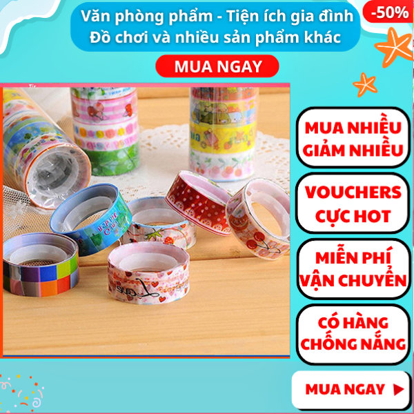 Băng keo gói hàng họa tiết dễ thương , Combo 10 cuộn băng keo dán hoạt hình , Bộ 10 cuộn băng keo dán có hình trang trí sổ tay , 10 cuộn băng keo hoạ tiết nhiều màu , Combo 10 cuộn băng keo có hình trang trí xinh xắn , Aplusmart