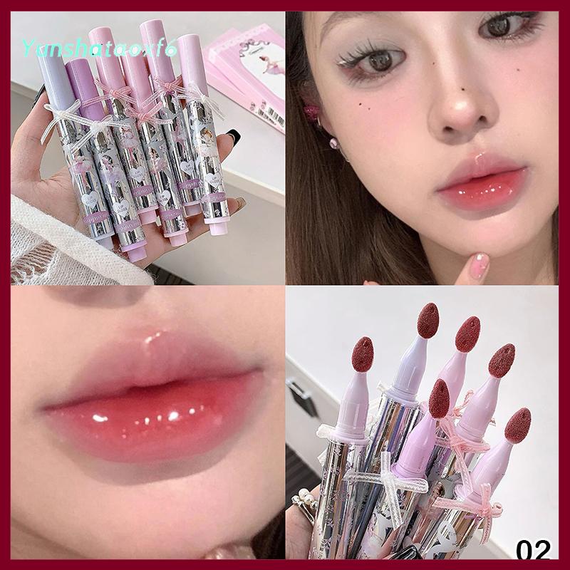 yunshataoxf Cappuvini cô gái múa ba lê gương pha lê Son bóng trang điểm nước thủy tinh môi men phim không thấm nước hình thành bọt biển đầu thạch môi tint - 2
