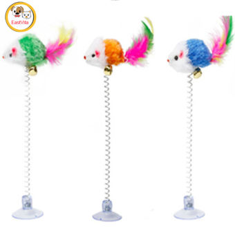 Sang trọng đàn hồi đu Chuột đồ chơi cho mèo núm hút cao su mùa xuân lông dính với chuông đầy màu sắc tương tác căng thẳng Relief Phụ kiện cho thú cưng