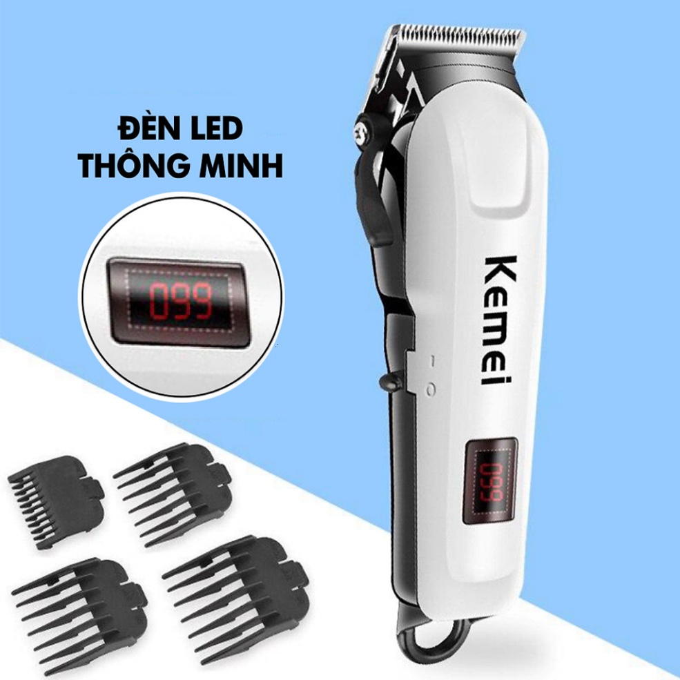 Tông Đơ Cắt Tóc Kemei KM-809A Chính Hãng Màn Hình Led Hiển Thị Pin