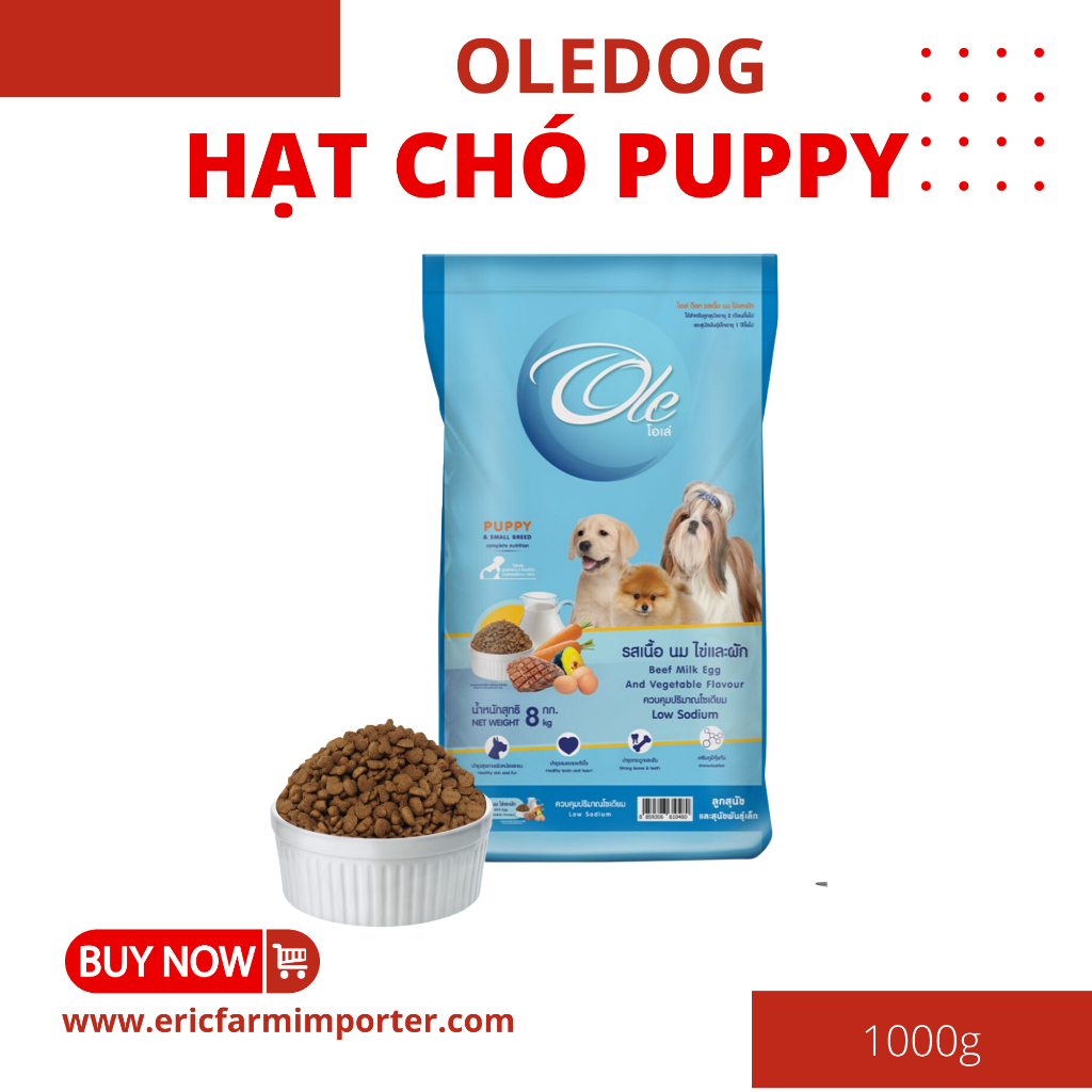 Hạt cho chó Ole Dog dành cho chó con 🐶 FREE SHIP 🐶 Oledog Puppy có hương vị thịt, trứng, sữa và rau củ.