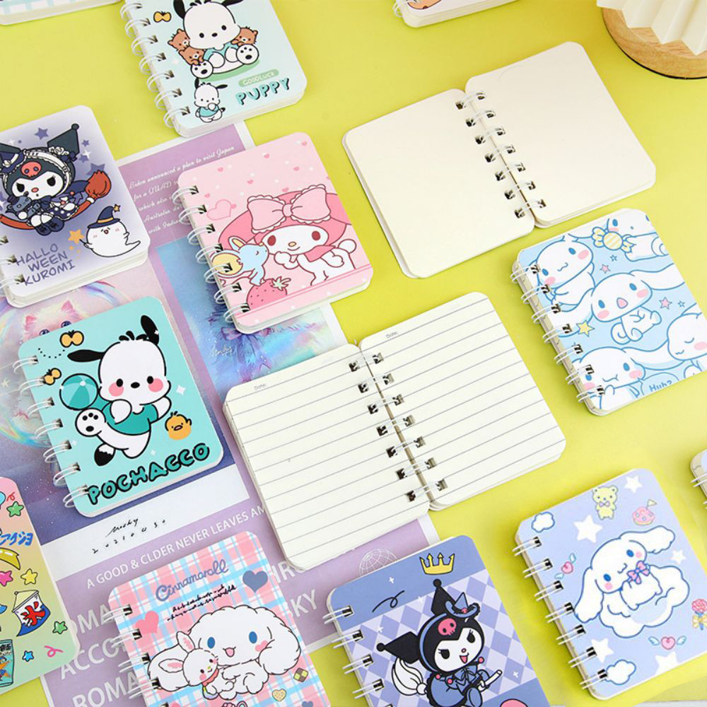 Kawaii Cartoon Notebook Kuromi My Melody Cinnamoroll Kitty Portable Student Diary Notebook Kids Gift
