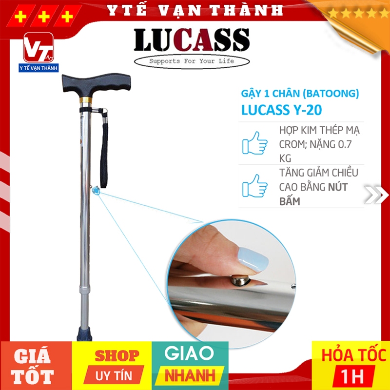✅ gậy 1 chân thẳng lucass y-20 | có thể tăng giảm chiều cao -vt0320 - y tế vạn thành
