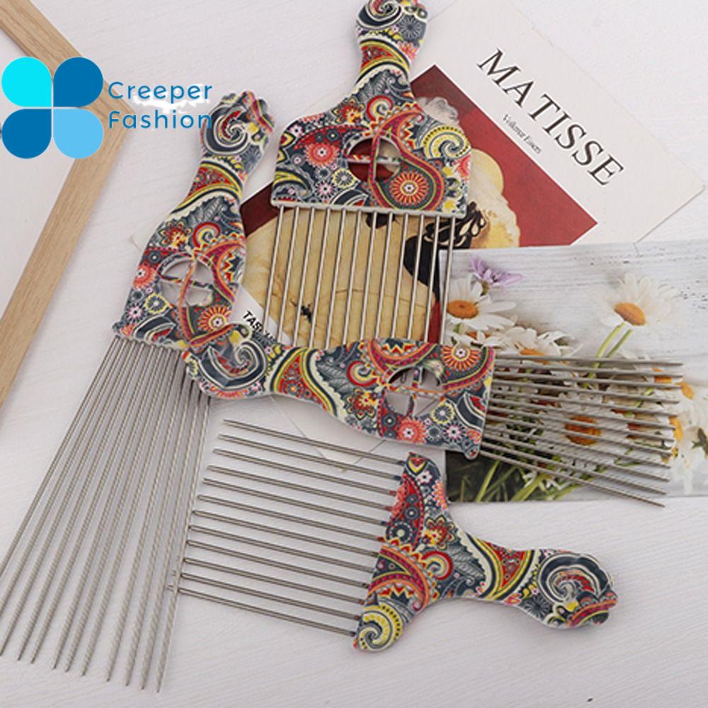 CREEPER Thép không gỉ Lược Chải Tóc Kiểu Châu Phi Chuyên nghiệp Răng rộng Lược chải tóc Dụng cụ tạo kiểu tóc Bền Lược kim loại afro Salon