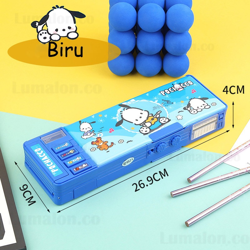 Password Kuromi Sandi Kotak Pensil Kotak Alat Tulis Stationary Case Dengan Kunci Pin Password Boneka Lucu Berkapasitas Besar Tempat Pensil Lapis Ganda Multifungsi Rautan Pensil
