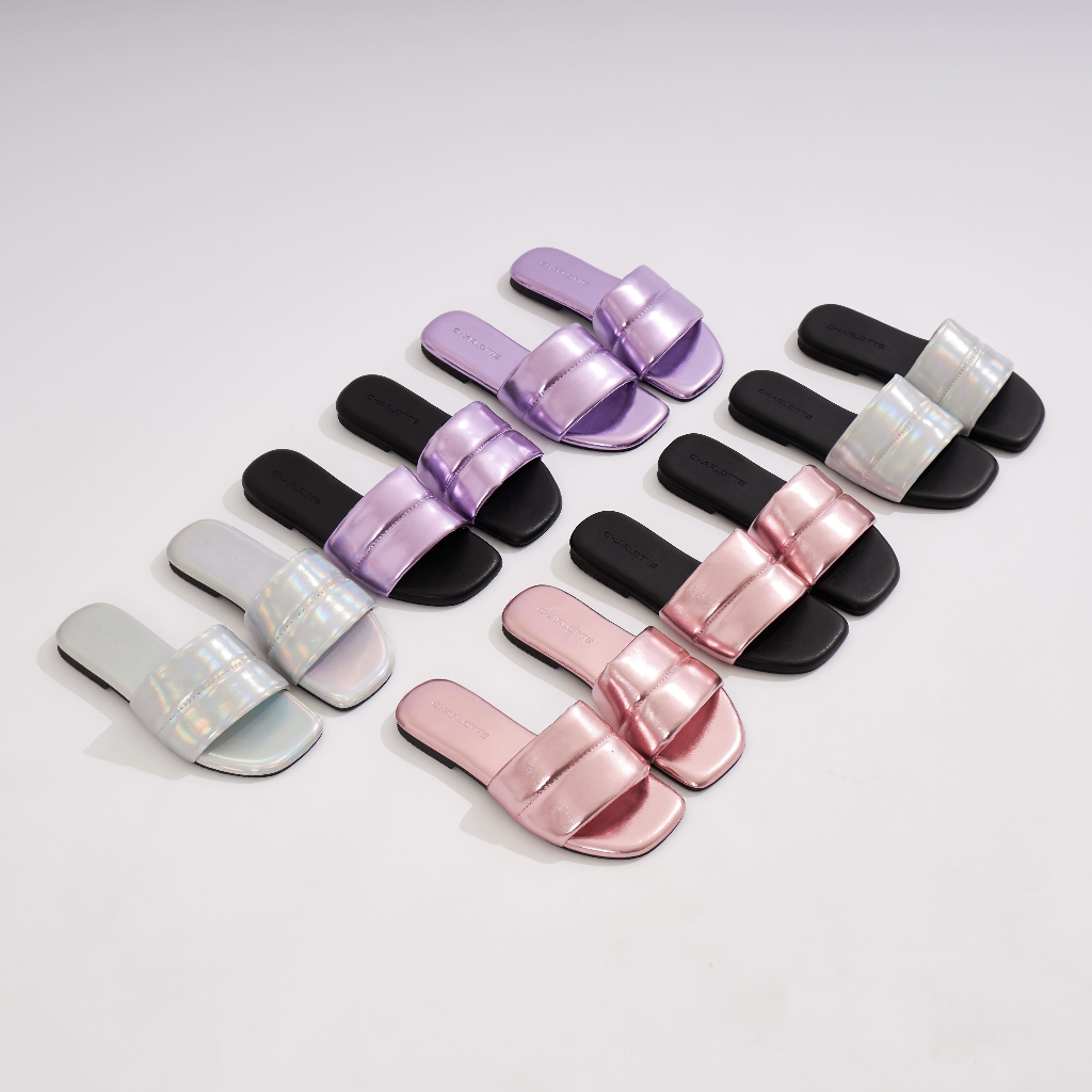 Ruby Star รองเท้าแตะหน้านุ่ม สี Metallic เงาๆ พื้นนิ่ม หน้าเท้าอวบหน้าเท้ากว้างใส่สบาย ราคา 250 บาท*ส่งฟรี