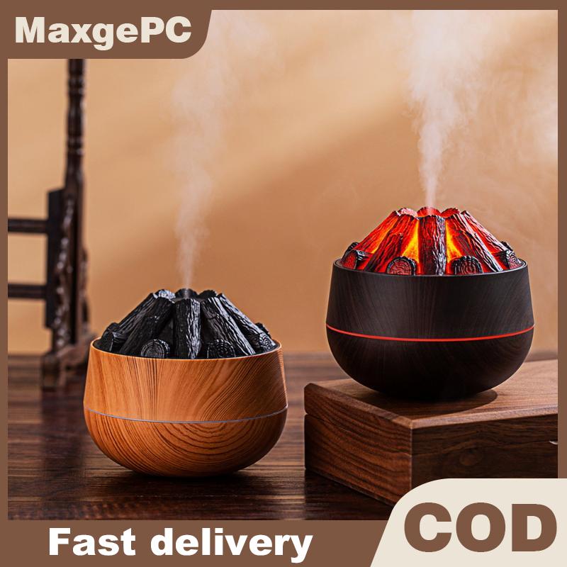 MaxgePC เครื่องเพิ่มความชื้นถ่านเปลวไฟเครื่องพ่นน้ำมันหอมระเหยอโรมาเทอราพีเครื่องเพิ่มความชื้นอัลตราโซนิก300มล. สำหรับห้องนอนออฟฟิศกลางคืน ราคา 206 บาท*ส่งฟรี