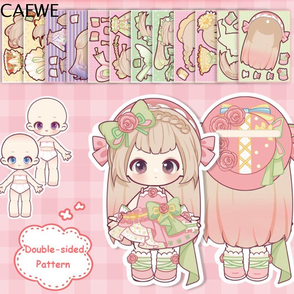 CAEWE Sách hoạt động Anime Đồ chơi con rối giấy tự làm Thủ công Montessori Búp Bê Giấy ăn mặc 3D Sác