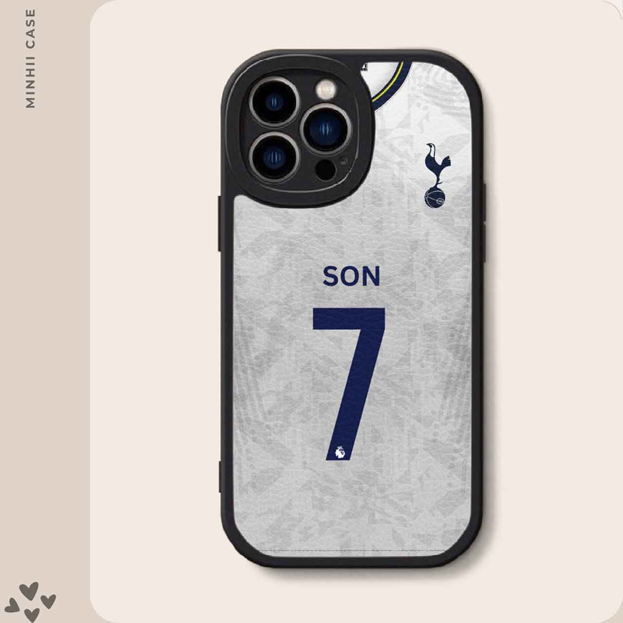 Ốp lưng bóng đá vân da cam tròn dành cho iphone in theo yêu cầu Tottenham Son 6/6splus/7/7plus/8/8plus/x/xs/11/12/13/14/pro/max/plus/promax
