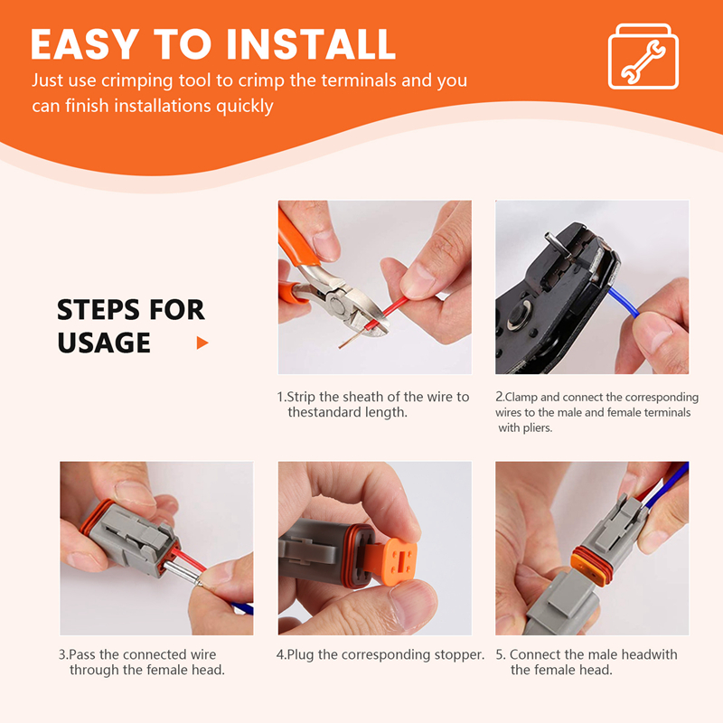 wsustore--1 BOX for Deutsch DT Series Waterproof Wire Connector Kit DT06-2 3 4 6S DT04-2 3 4 6P Auto