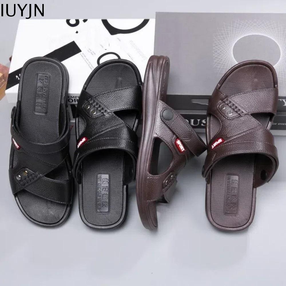 IUYJN Đế dày Dép lê tiện dụng Chống mùi Chống trượt Dép lê nam Tất cả phù hợp Giày Dép có khóa đến mắt cá chân Nhà