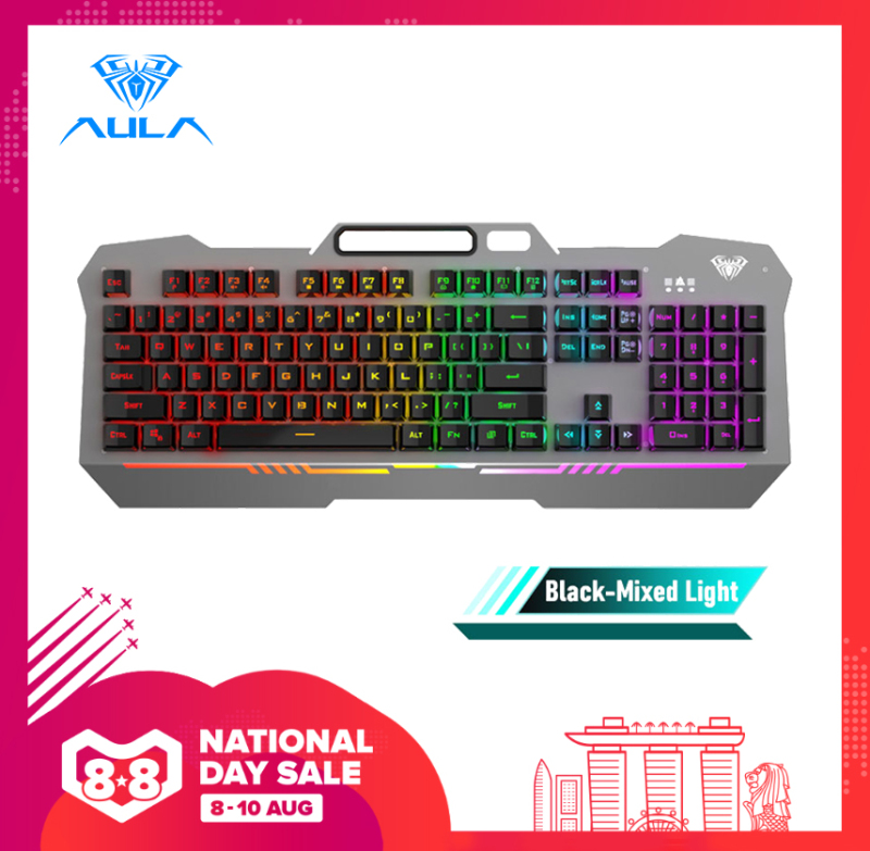 AULA F3010 Gaming Wired Keyboard Mobile Phone Placement and 26-key Anti-ghosting 3 Free Adjustment Modes for Desktop and Laptop Singapore