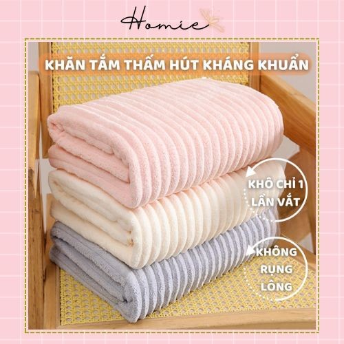 Khăn tắm to, khăn choàng tắm, khăn tắm dày thấm hút nước cực tốt dạng sóng mềm mịn 70x140cm_KTS
