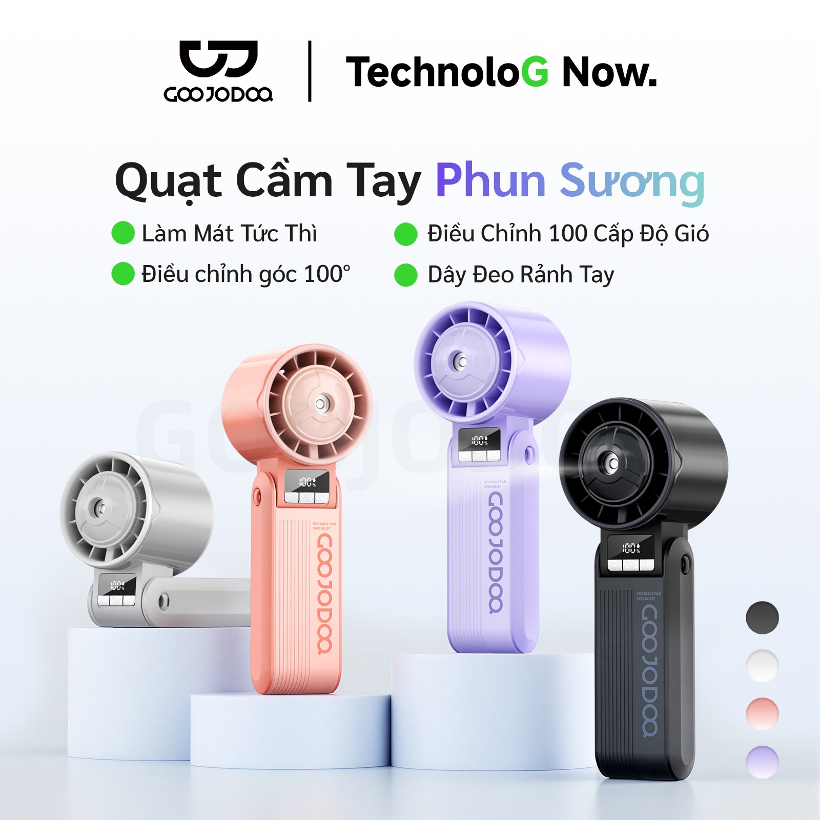 Goojodoq Handheld Mist Spray Fan Mini Turbo Fan Instant Cooling, Moisturizing Mist Spray, 3600Mah Battery Lasts 11.5 Hours