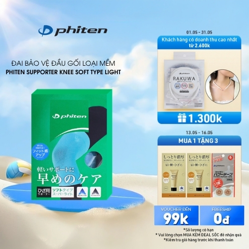 Đai Bảo Vệ Khớp Gối Loại Mềm Phiten Supporter Knee Soft Type Light