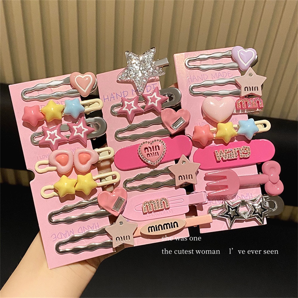 sanhe Barbie Pink Side Bangs Clip Set Duckbill Clip Headdress Hairpin 2023 New Cute Hairpin Set
