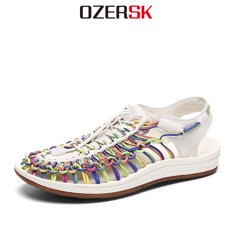 OZERSK Summer Comfortable Men Textile Knitting Upper Eva Outsole Beach Water Shoes, Newest Fashionable Japanese Sandals Men ราคา 800 บาท*ส่งฟรี