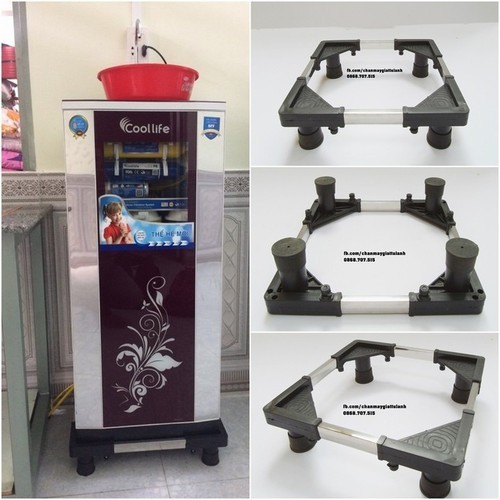 Kệ Để Chân Máy Lọc Nước Nóng Lạnh và Bộ 4 chân đế máy giặt, tủ lạnh cao su chống rung Có điều chỉnh. LMS